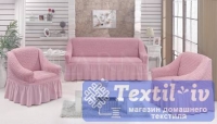 Комплект чехлов на 3-х местный диван и два кресла Evory, светло-розовый