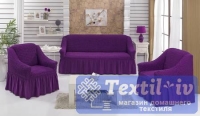 Комплект чехлов на 3-х местный диван и два кресла Bulsan, фиолетовый