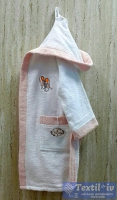 Халат детский с капюшоном Volenka Кеды, белый/светло-розовый