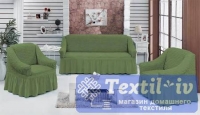 Комплект чехлов на 3-х местный диван и два кресла Bulsan, зеленый