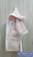 Халат детский с капюшоном Volenka Утёнок, светло-розовый/белый