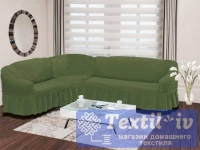 Чехол на угловой диван левосторонний Bulsan, зеленый