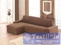Чехол на угловой диван левосторонний Karna Milano, коричневый